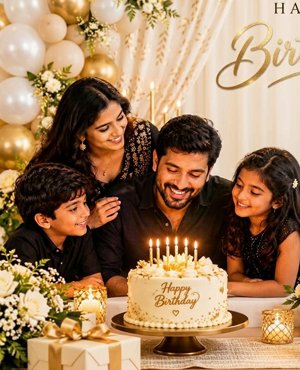 birthday decorations and cake